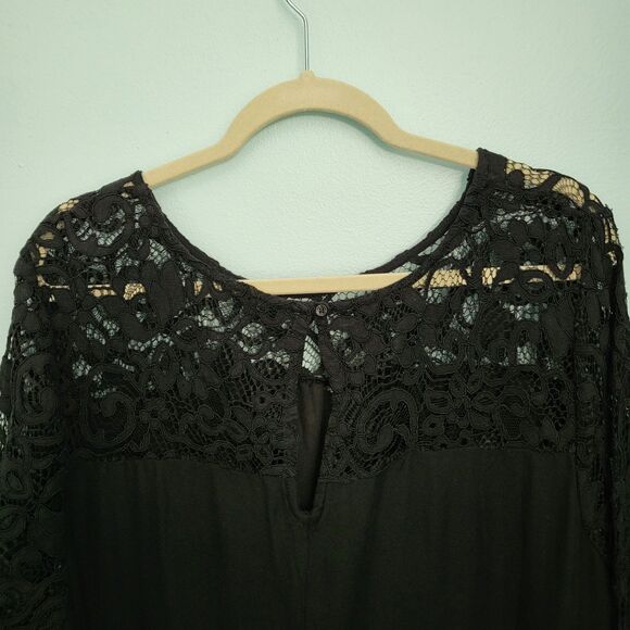 NWT OLD NAVY Dress Womens 3X Plus Size Black Lace Keyhole Back 3/4 Sleeve Shift - Picture 7 of 9